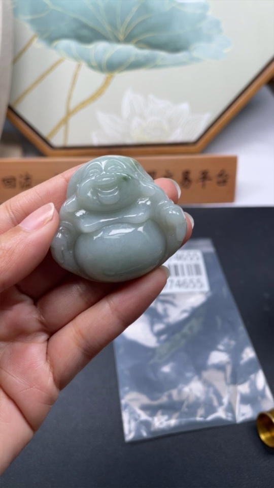 F34974655 Jadeite Buddha Pendant Total Weight Approx. 40.76g