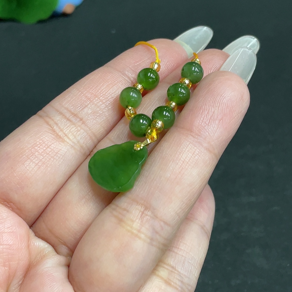 H27163017 Hetian Jade Pendant    Buddha    Total Weight (with rope): 3.8g    18K Bead Clasp