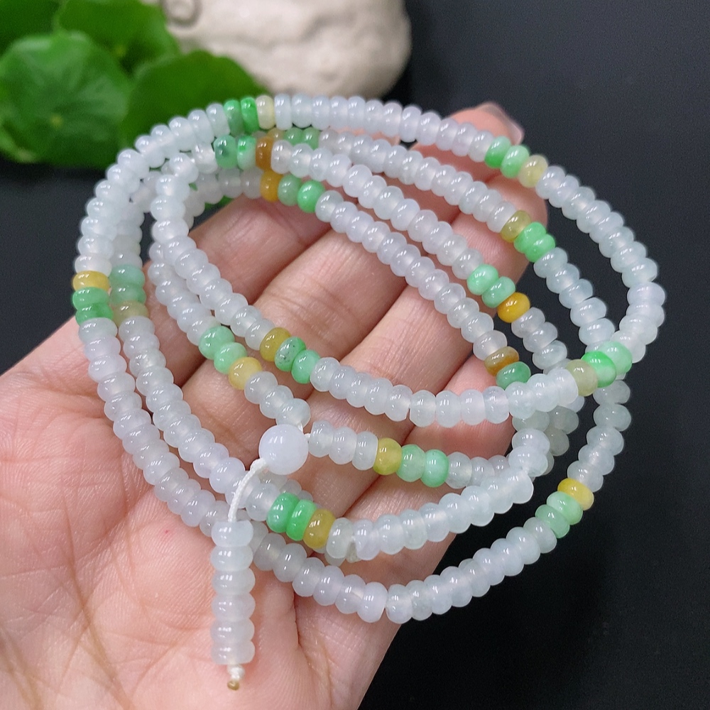 F34076330 Jadeite Bead Necklace Approx. 4.5mm Total Weight Approx. 29.4g