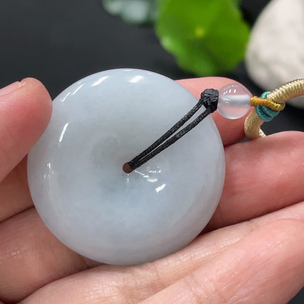 F33837020 Jadeite Pendant Peace Knot Total Weight Approx. 20.73g Including Rope, Beads Non-Grade A