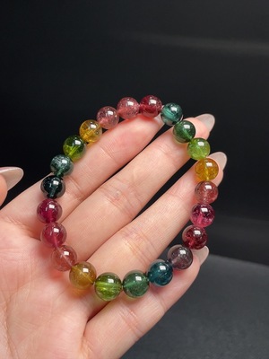 C34009652 Tourmaline Bracelet with Visible Organic Matter, Total Weight Approx. 22.63g, Size ~8.6mm