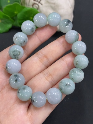 F34000915 Jadeite Bead Necklace Approx. 12.5mm Total Weight Approx. 61.6g (Including Other Mineral Components)