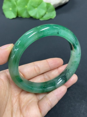 H41812640 非洲翠（独龙玉）正圈手镯    圈口60.8    货品总重约56.2g
