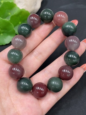 H34062170 Purple-Green Agate Bracelet, Approx. 14.4mm, Total Weight Approx. 66.8g