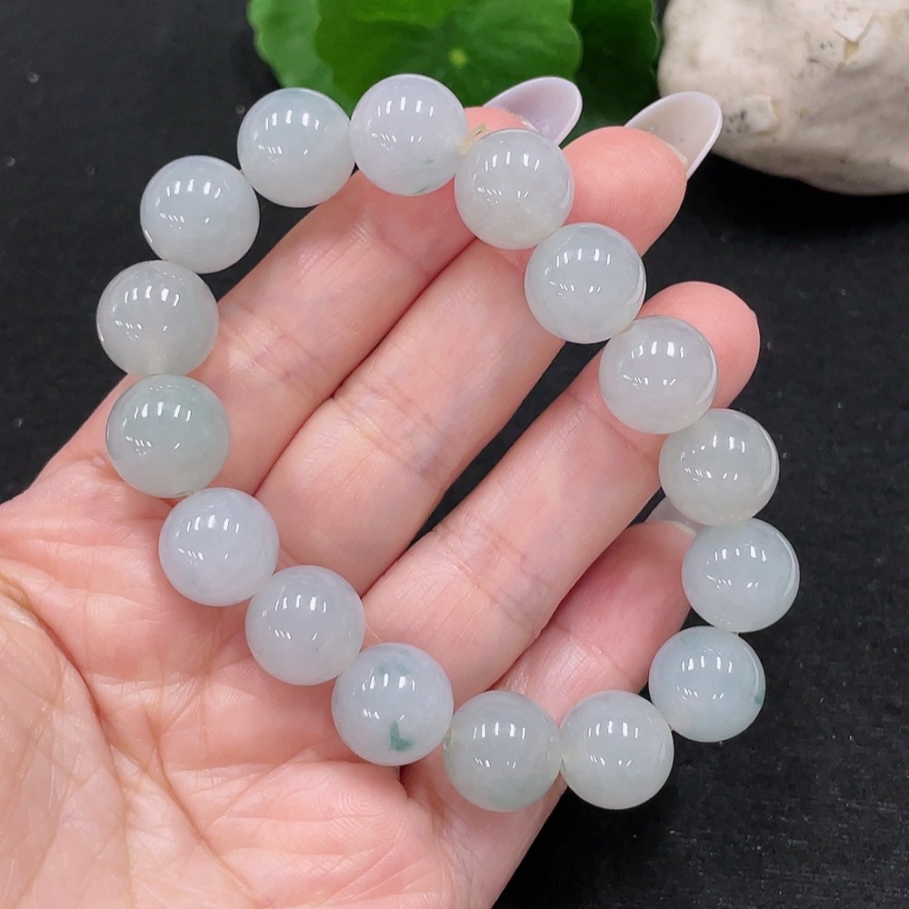 F33899788 Jadeite Bracelet Approx. 12.6mm Beads Total Weight About 53.97g