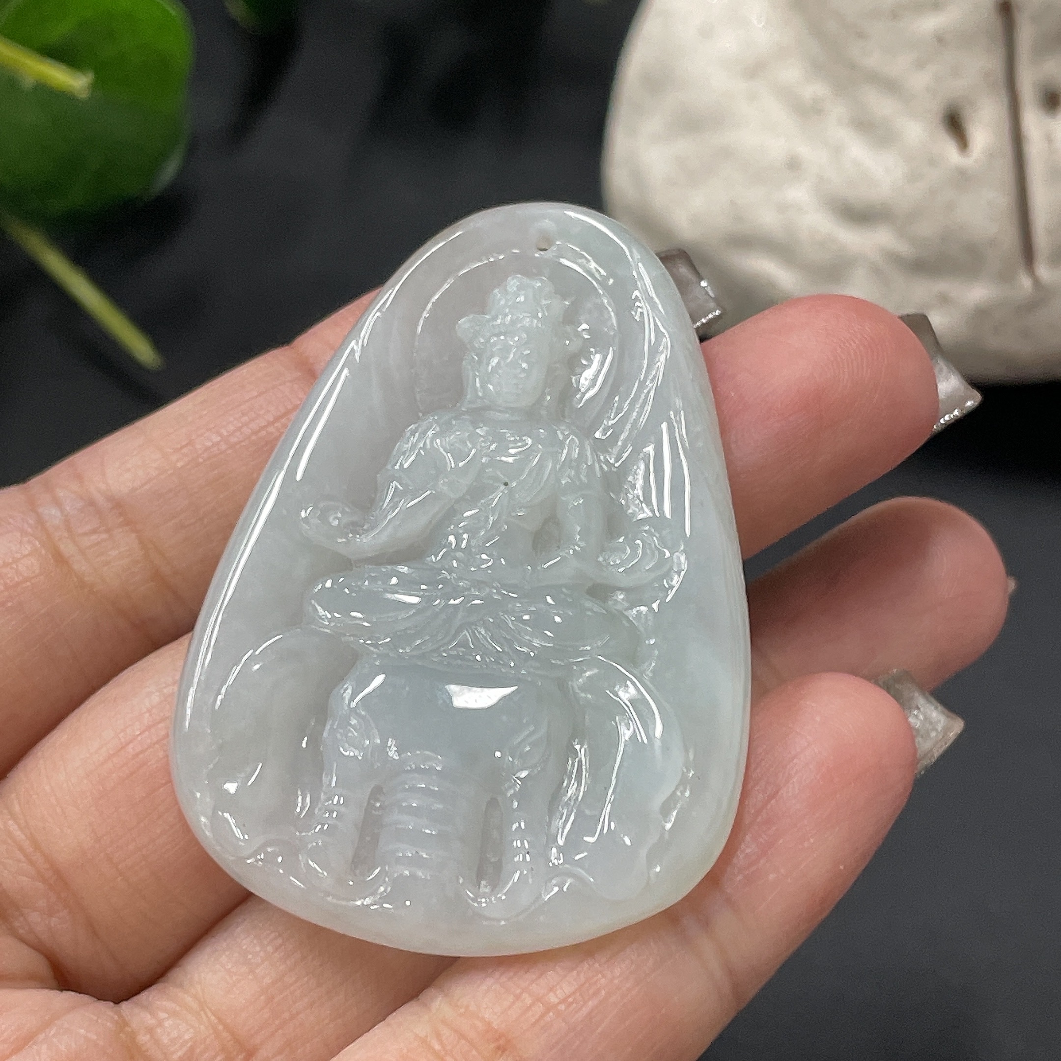 F12294013 Jadeite Samantabhadra Bodhisattva Pendant