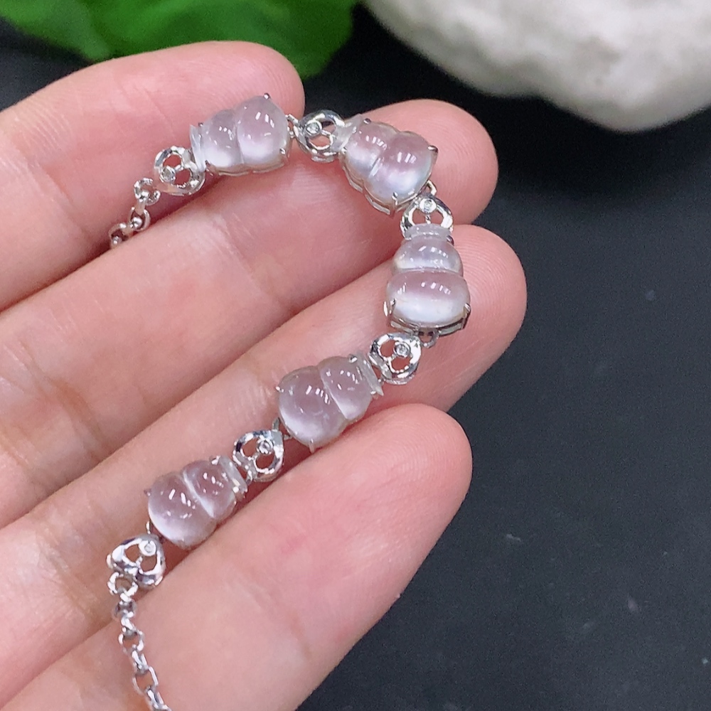 F33884110 Jadeite Gourd Inlaid Bracelet 18K Gold Total Weight About 3.8g