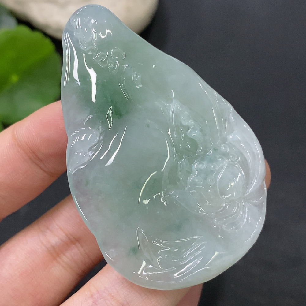 F28277459 Jadeite Lotus Pendant, Total Weight Approx. 27.32g