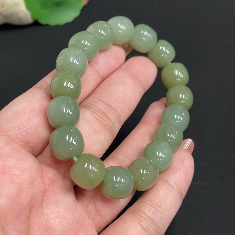 H34073904 Hetian Jade Bracelet Card 11.6 mm Approx. Total Weight About 45.7g