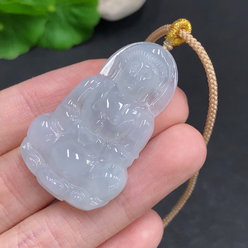 F35078161 Jadeite Guanyin Pendant, total weight including cord approximately 11.6g