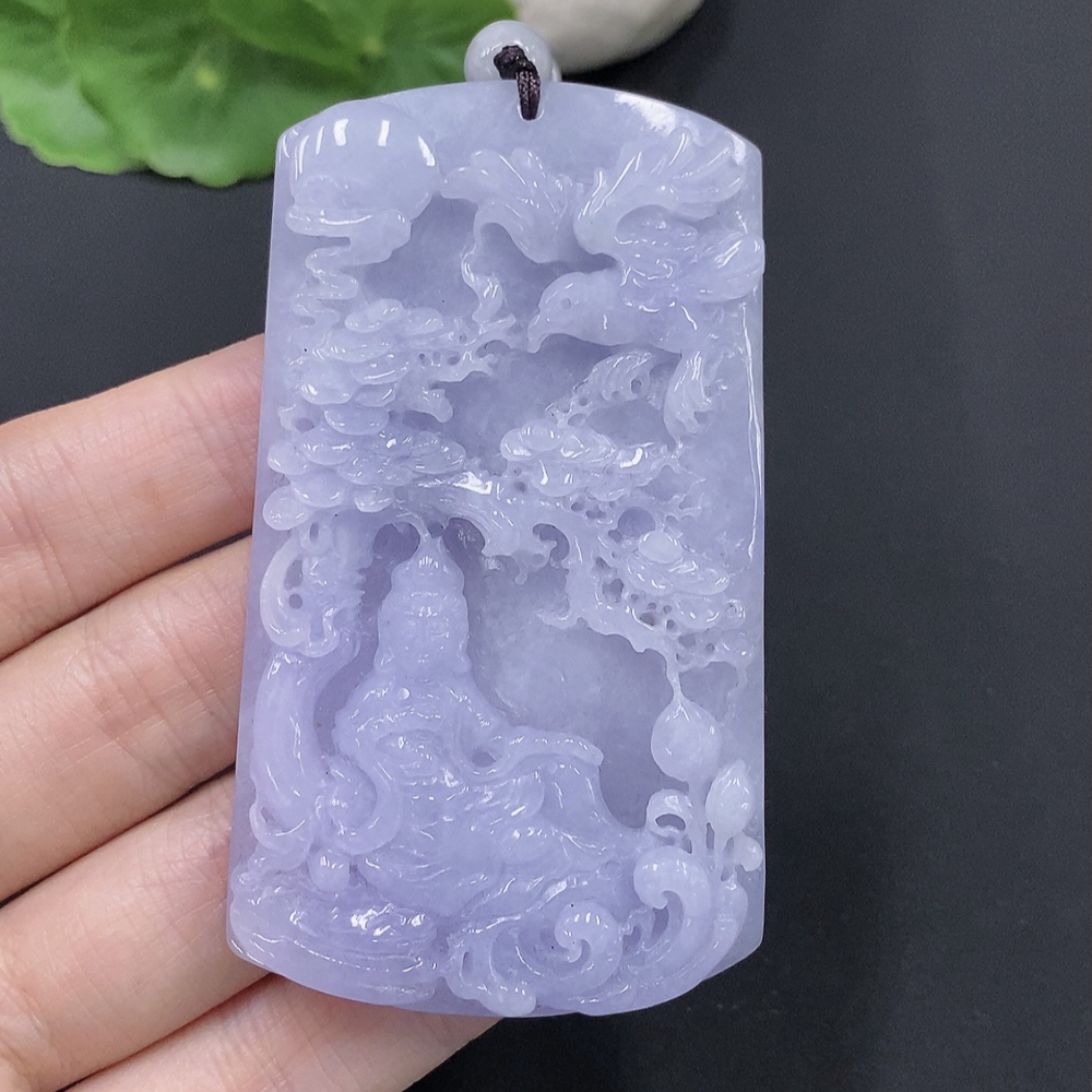F28271113 Jadeite Mountain and Water Guanyin Pendant