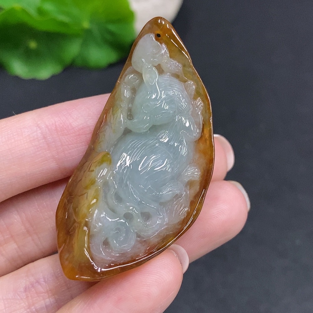 F34035019 Jadeite Pendant Total Weight Approx. 26.3g Yellow Color Origin Undetermined