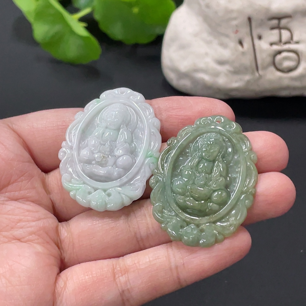 F34058547 Jadeite Pendant Guanyin Plaque
