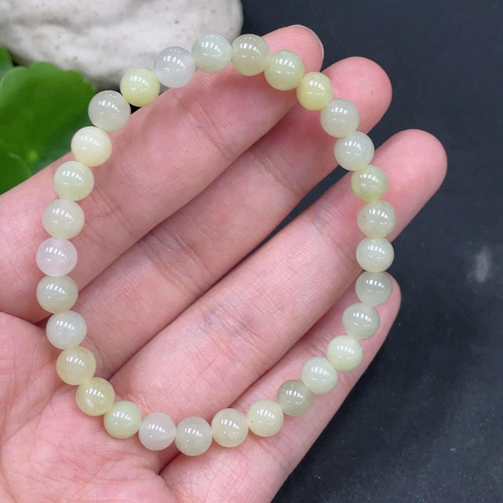 H31617273 Hetian Jade Bracelet, Approx. 5.9mm Beads, Total Weight Approx. 9.8g