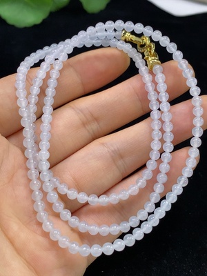 F33912021 Jadeite Beaded Necklace Approx. 3.6mm Total Weight Approx. 16g Non-gold Clasp