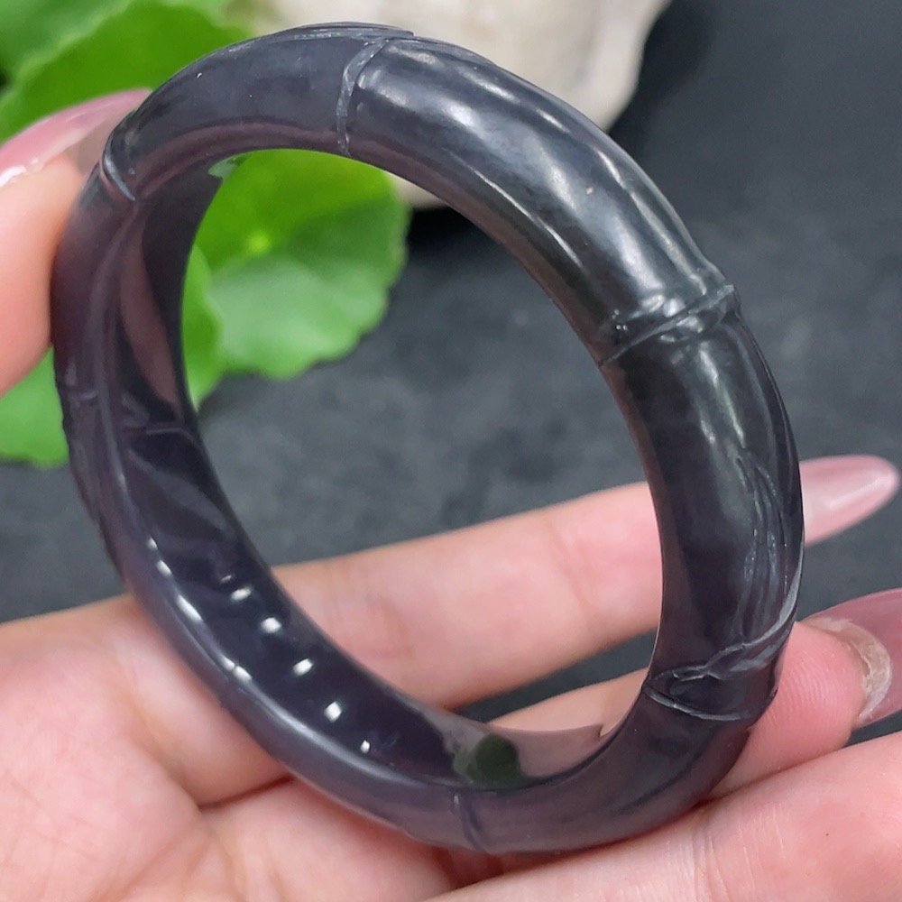 H33884710 Hetian Jade Carved Flower Bracelet Size 52.4 Total Weight Approx. 43.3g