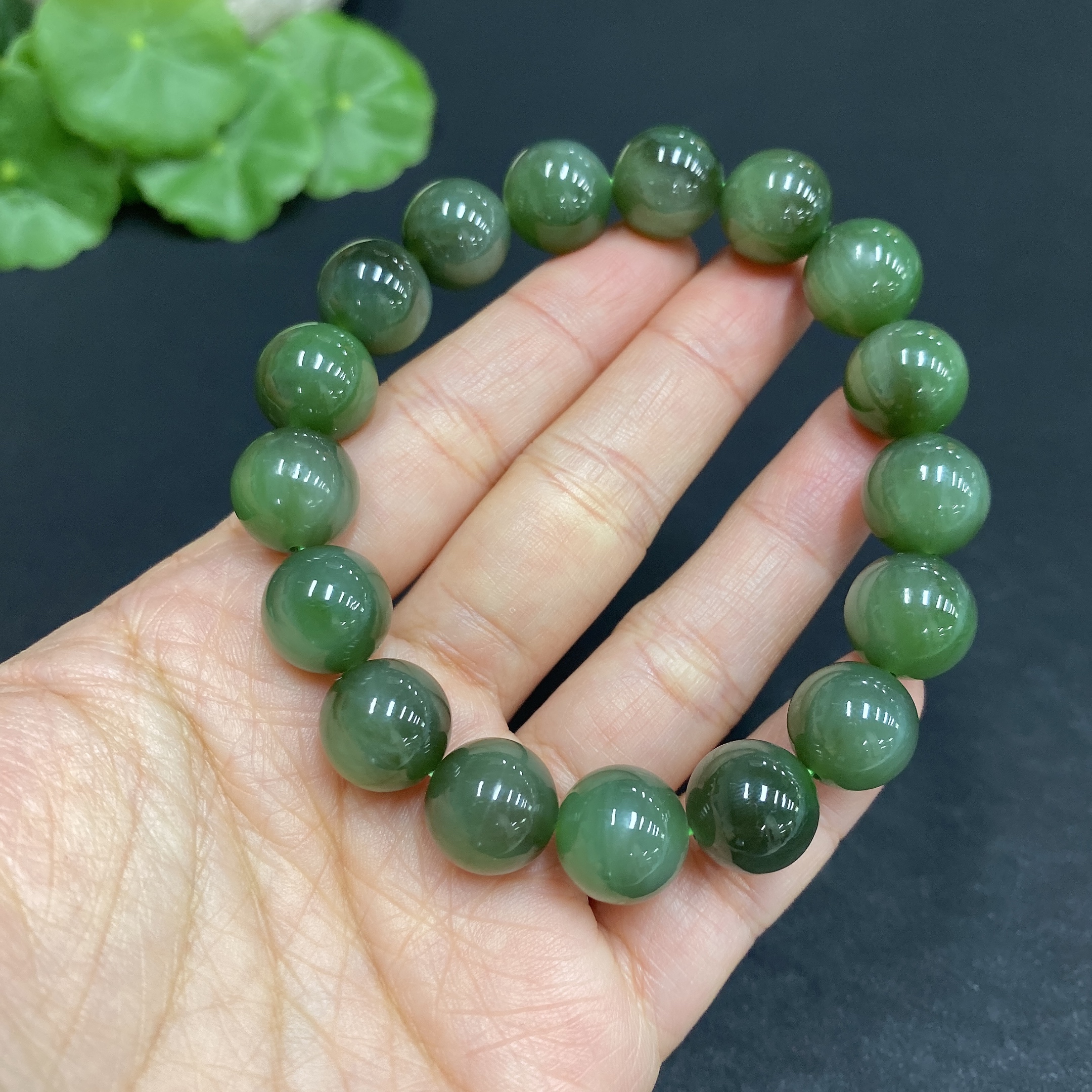 H32703856 Hetian Jade Bracelet Approx.11.7mm Total Weight Approx.45.3g