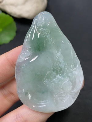 F28277459 Jadeite Lotus Pendant, Total Weight Approx. 27.32g