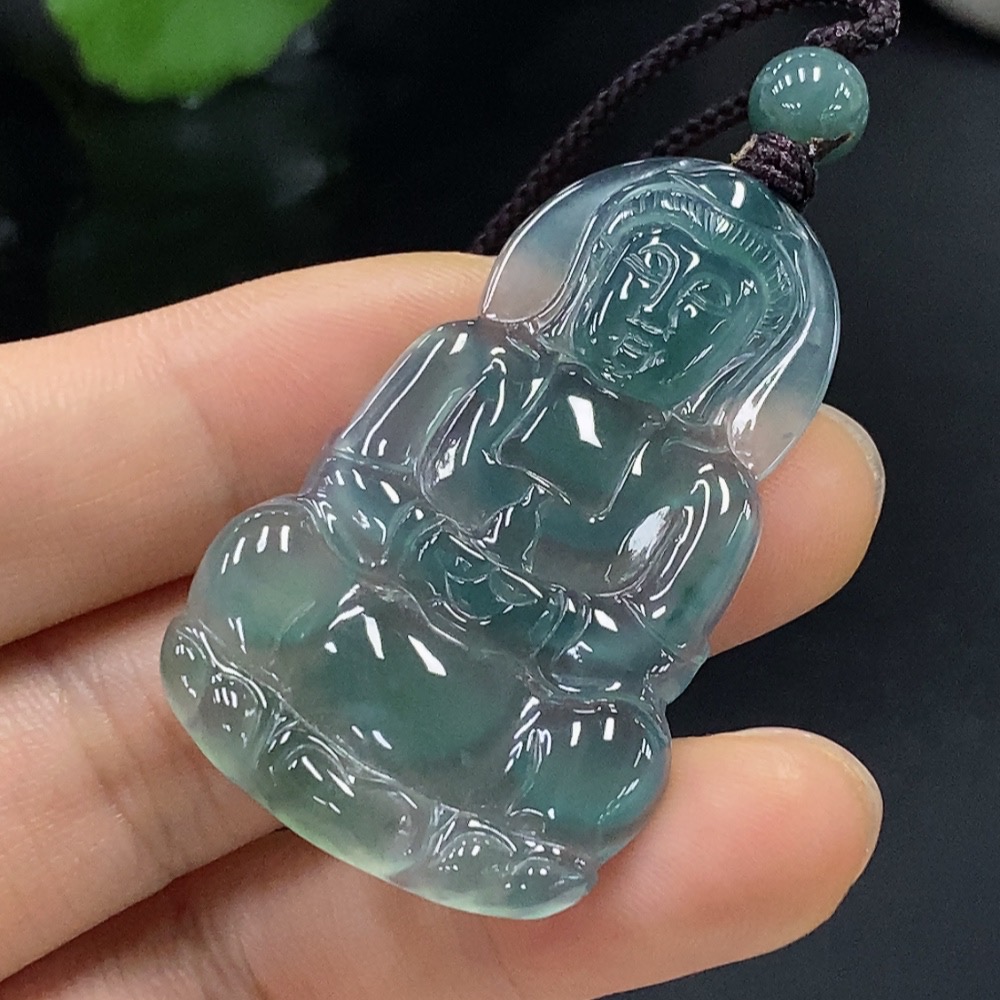 F29413954 Jadeite Guanyin Pendant Total Weight Approx.9.71g (Incl. String Weight)