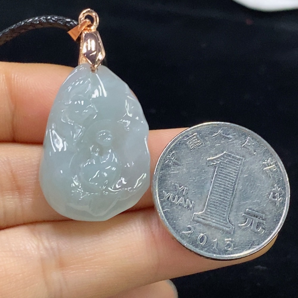 F33862261 Jadeite Enlightenment Pendant Non-Gold Total Weight Approx. 9.24g (Including Rope Weight)