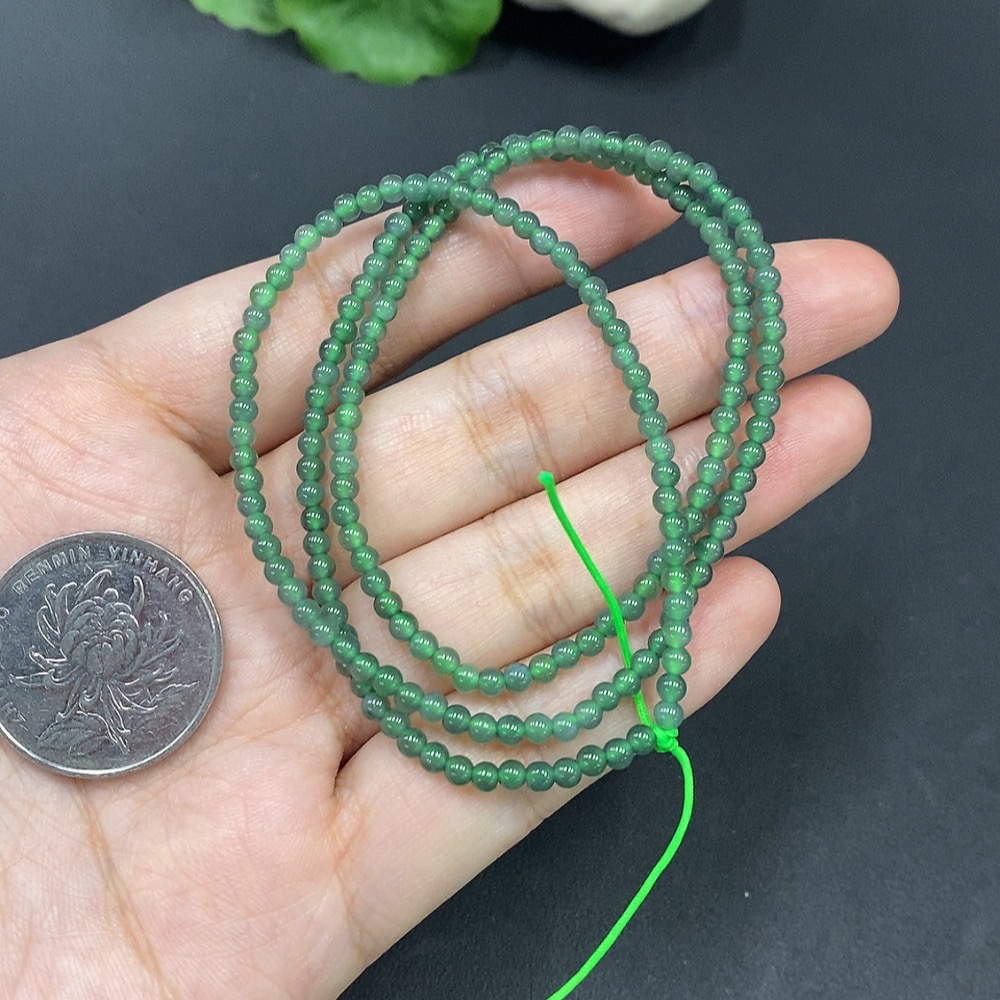 F20273854 Jadeite Bead Necklace, Approx. 2.8mm, Total Weight 8.248g