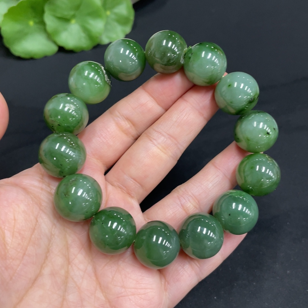 H34073571 Hetian Jade Jasper Bead Bracelet, approx. 15.8mm, total weight approx. 86.8g