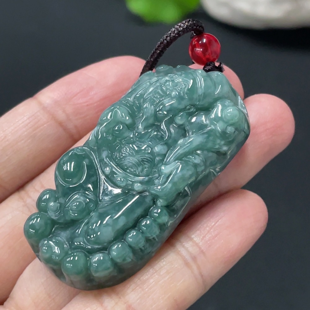 F31669078 Jadeite God of Wealth Pendant Total Weight Approx. 26.58g With Non-Grade A Beads
