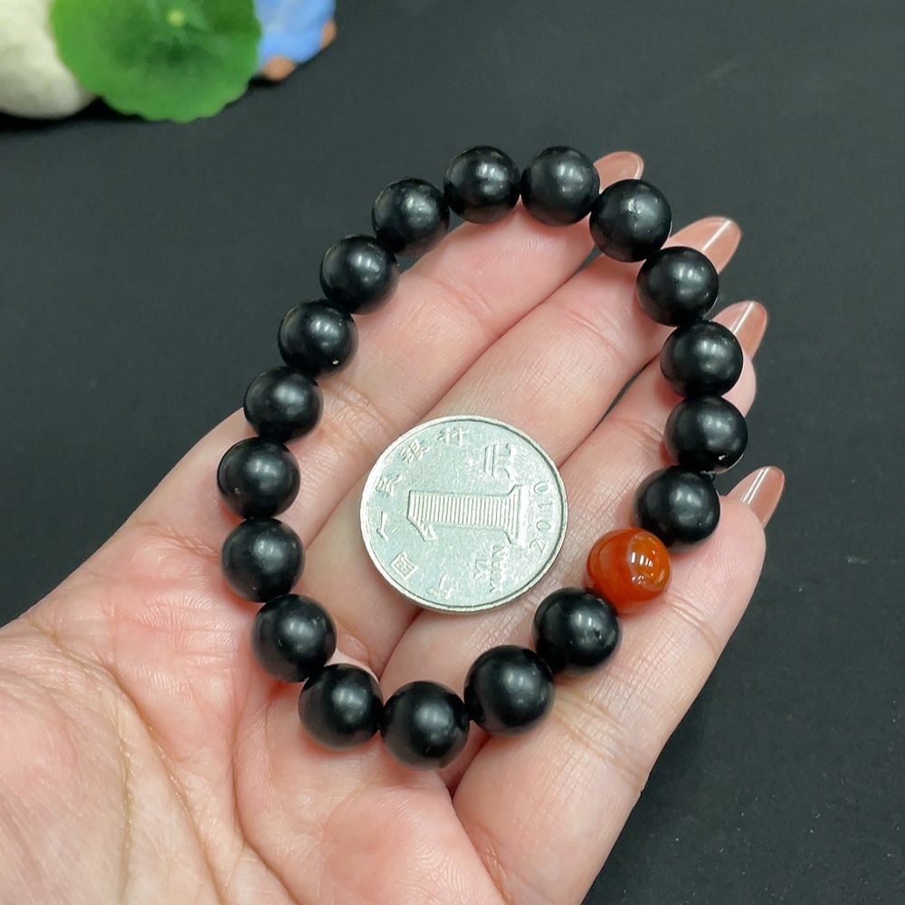 H35101105 Hetian Jade Bracelet, Approx. 9.9 mm Beads, Total Weight Approx. 30g, Color Origin Undetermined, Non-Hetian Jade Beads Included