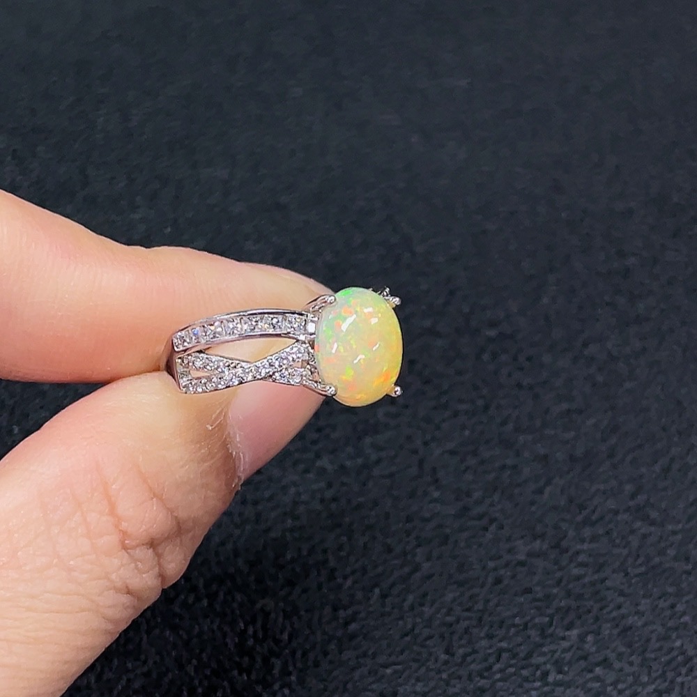C34991079 Opal Ring, Non-Gold, Adjustable, Total Weight Approx. 3.25g, Stone Size 9.8*7.5mm