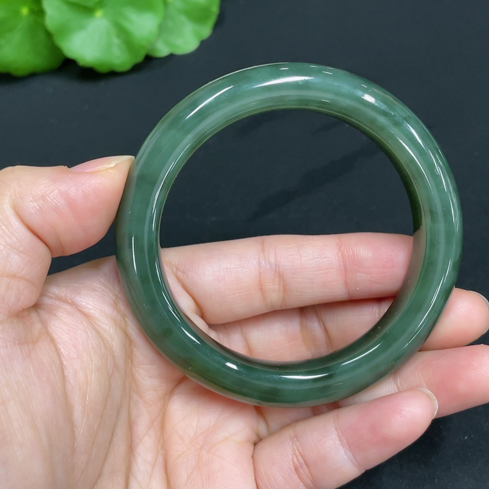 H34073226 Hetian Jade Round Bracelet Size 52 Total Weight Approx. 44.8g