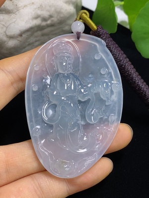F46564516 翡翠观音牌挂件 货品总重约28.15g