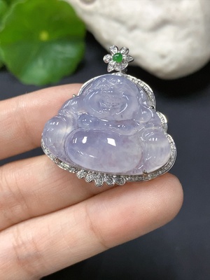 F15648868 Jadeite Buddha Pendant with 18K Gold Setting, Approx. 7.3g