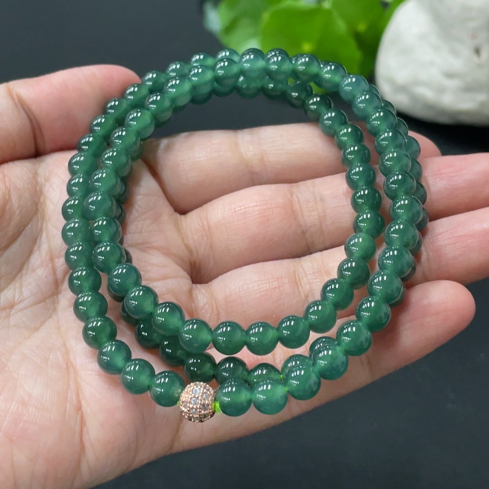 F30557611 Jadeite Beaded Necklace Approx 6.1mm Total Weight 42g Non-Gold Matching Beads