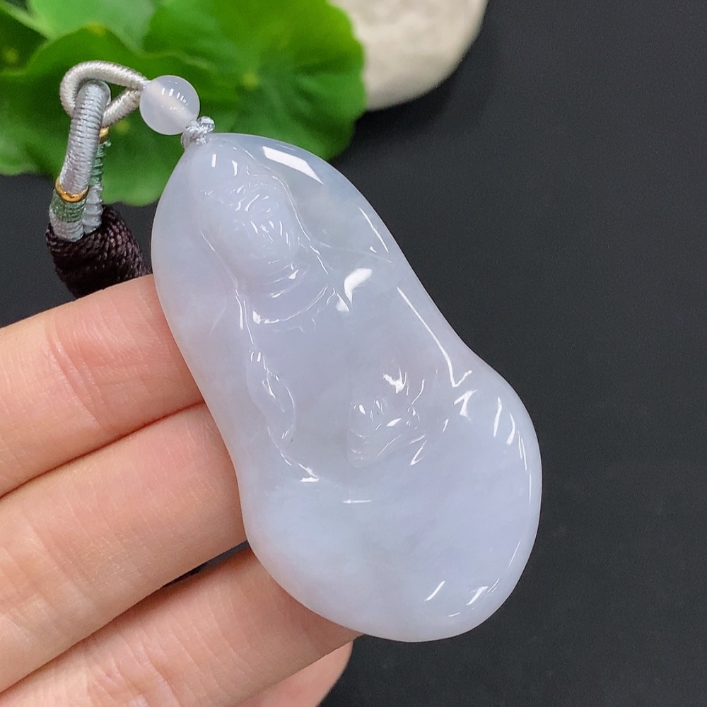 F32808067 Jadeite Guanyin Pendant Total Weight Approx. 19.5g (including rope weight)