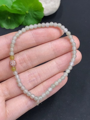 F35159727 Jadeite Bracelet Non-Gold Inlaid Total Weight Approx. 4.2g Size 3.7mm