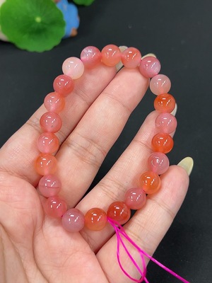 H42979206 盐源玛瑙手串 卡8.9mm左右 仅红色 货品总重约22.9g