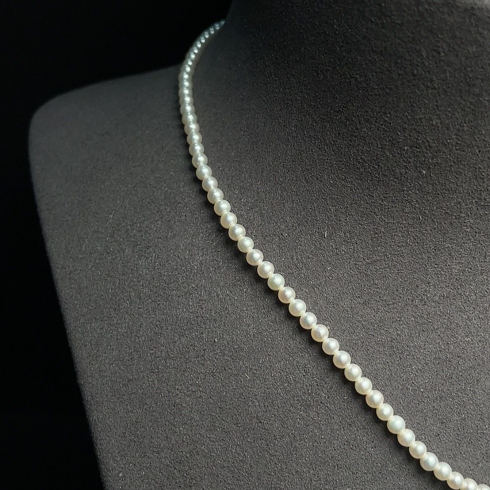 C30512490 Pearl Beaded Necklace Marked Red Not Gold Rest 18k Gold Card 3.2mm Approx Total Weight About 6.22g