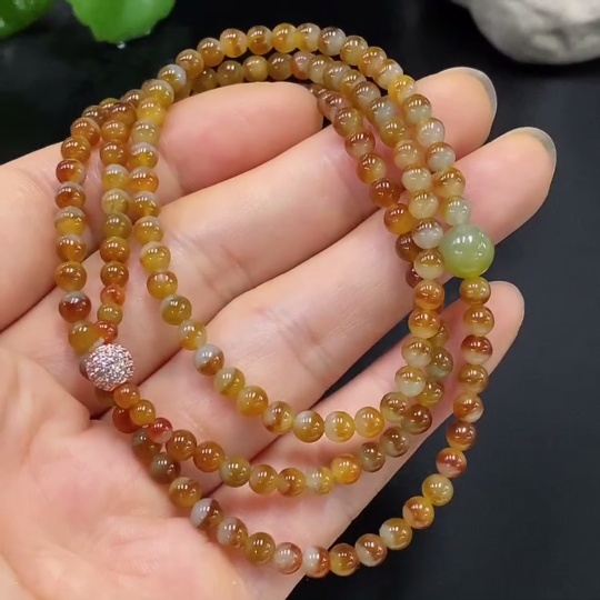 F29363368 Jadeite Beaded Necklace Non-Gold Color Origin Undetermined Total Weight Approx. 17.35g Size Approx. 4.2mm