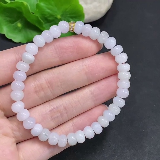 F34967555 Jadeite Beaded Necklace Approx.6.8mm Non-Gold Total Weight Approx.17.6g