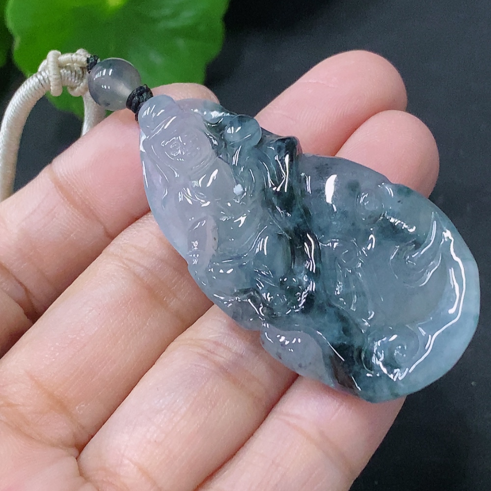 F33849692 Jadeite Pendant of Samantabhadra, Total Weight Approximately 19.65g Including String