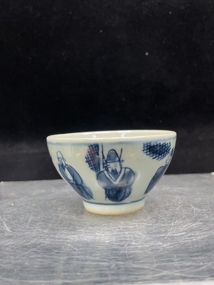 W33842666 Porcelain, Mint Condition, Modern Blue and White Character Bowl (Subject to Actual Item)