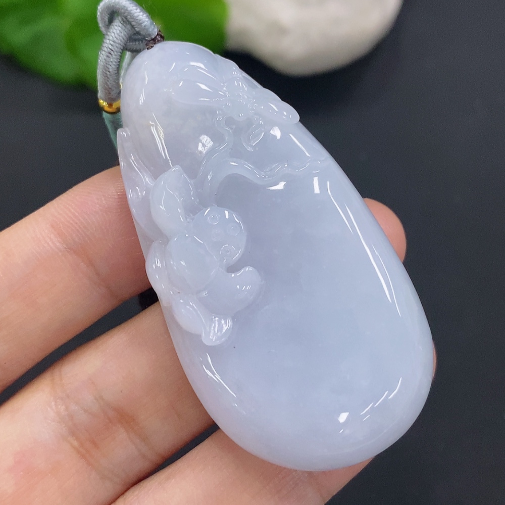 F27137013 Jadeite Flourishing Wealth Pendant, Total Weight with Rope Approx. 33.6g