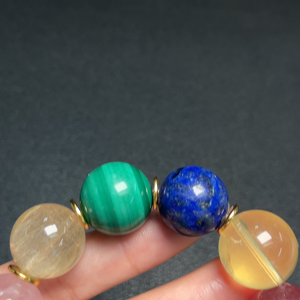 C33888694 Crystal Bracelet with Non-Natural Gemstones, Non-Gold, Total Weight Approx. 91.48g, Size Approx. 18.5mm (Mixed Stones)
