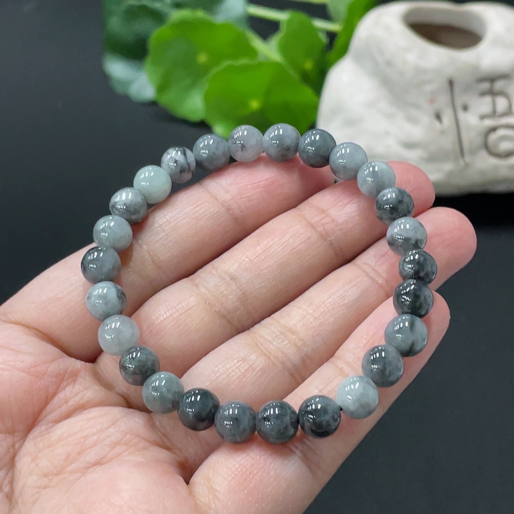 F34979085 Jadeite Bracelet Approx. 7mm Beads Total Weight Approx. 14.8g