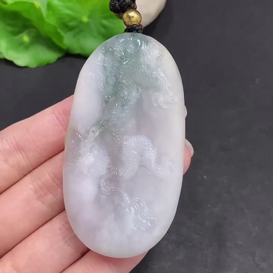F34002994 Jadeite Dragon Soaring Across the Seas Pendant