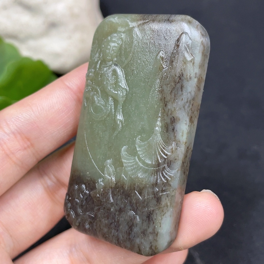 H31615937 Hetian Jade Pendant Guanyin Total Weight Approx. 47.4g