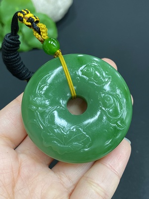 H27125859 Hetian Jade Pendant - Lotus and Fish Peace Buckle