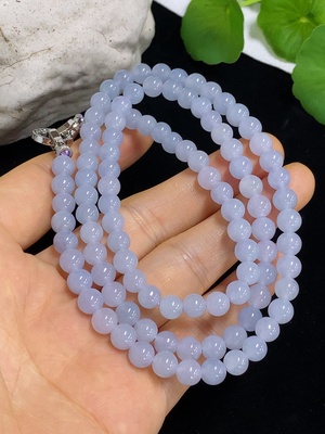 F46516383 翡翠珠链 非金  货品总重约42.9g  卡6.2mm左右