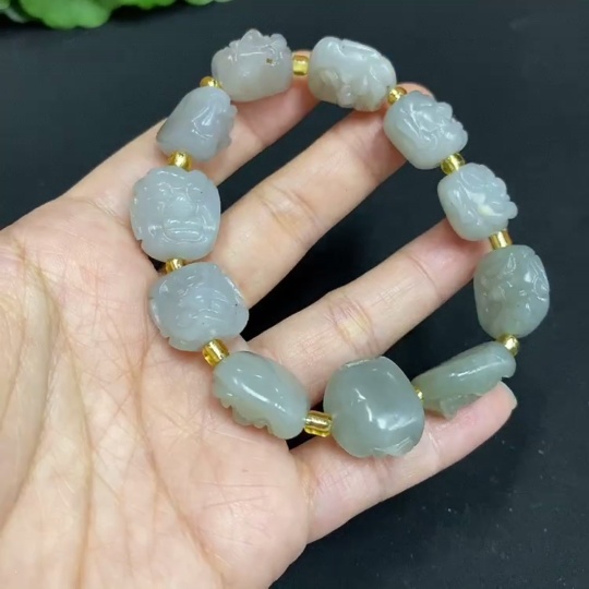 H34985360 Hetian Jade Bracelet with Non-Hetian Jade Beads, Total Weight Approx. 41.9g