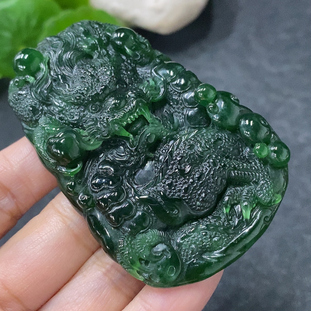 F34030991 Jadeite Pendant Dragon Plaque Total Weight Approx. 56.16g